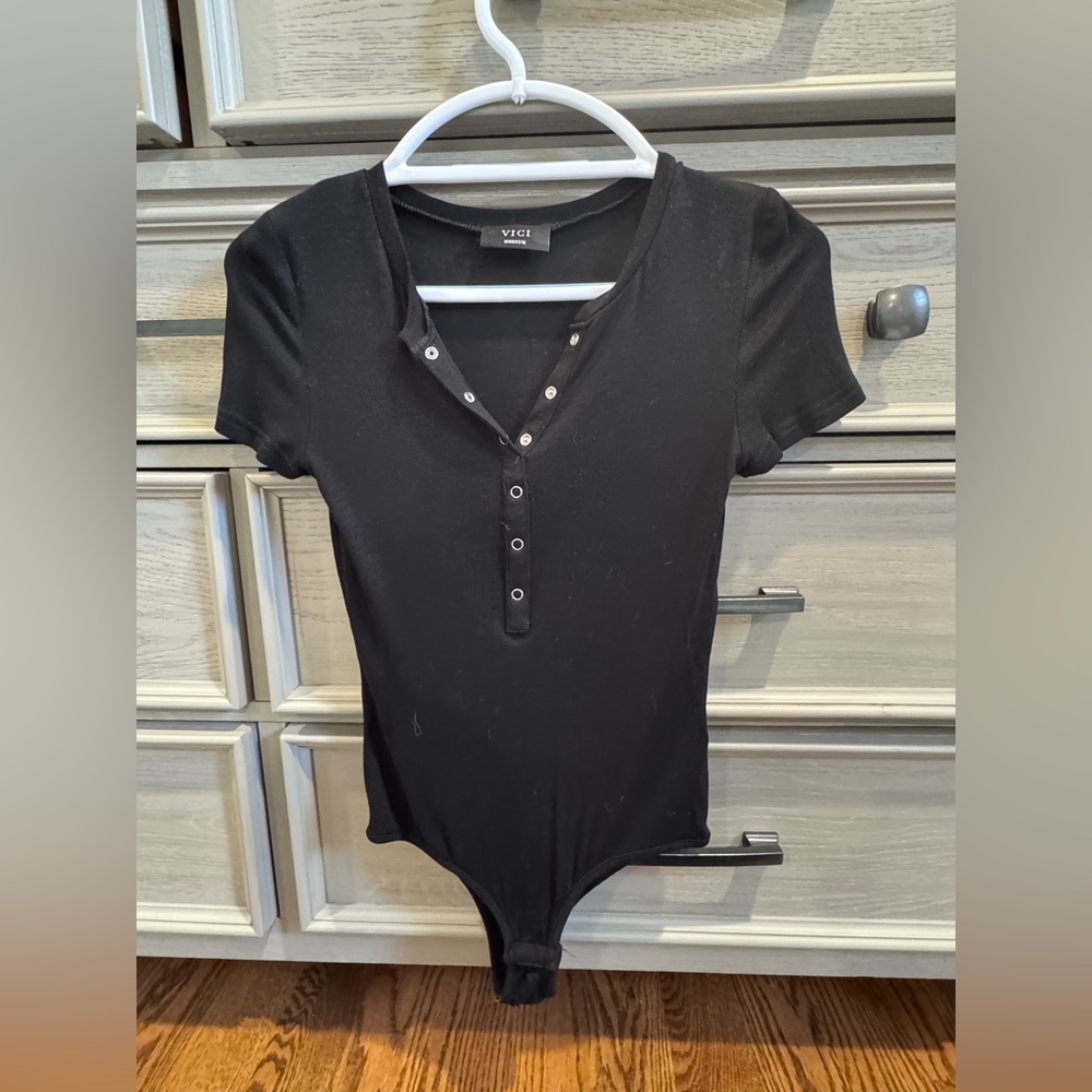 Vici Black Button-Up Bodysuit